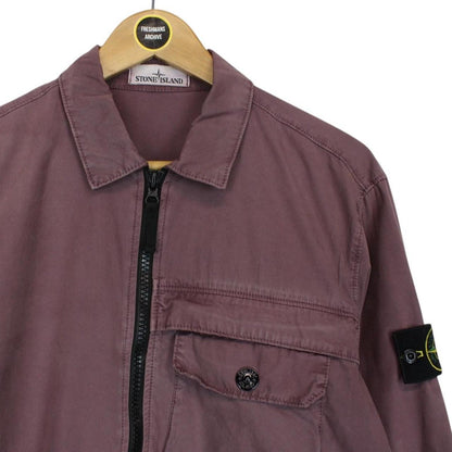 Stone Island AW 2020 Burgundy Full Zip Cotton Overshirt Jacket
