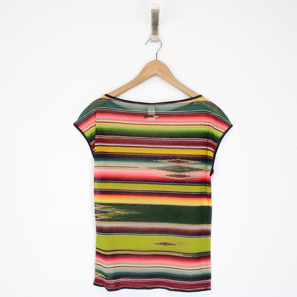 Jean Paul Gaultier Multicoloured Striped Mesh Sleeveless Top