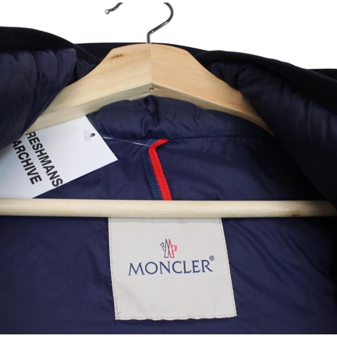 Moncler Tanguy Navy Blue and Red Full Zip Hooded Down Jacket