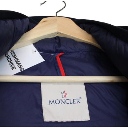 Moncler Tanguy Navy Blue and Red Full Zip Hooded Down Jacket