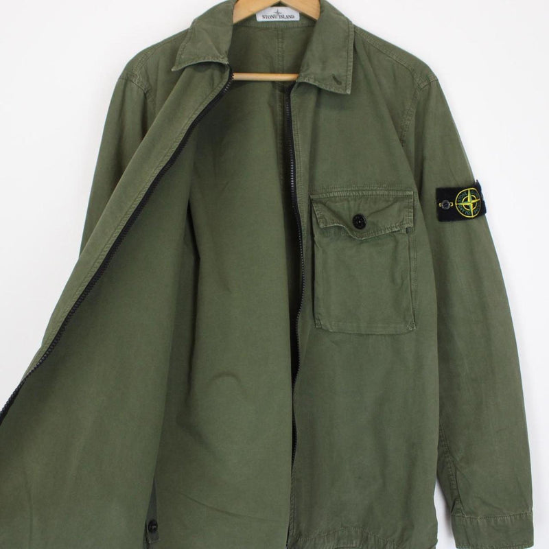 Stone Island SS 2020 Green Full Zip Cotton Overshirt Jacket