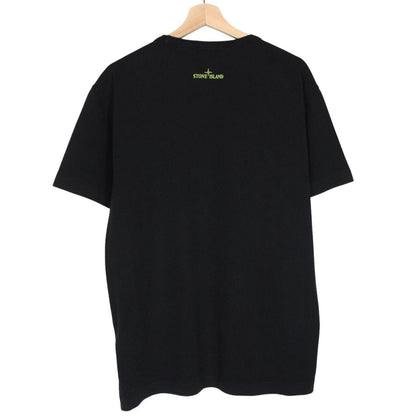Stone Island AW 2019 Black Short Sleeve Cotton Blur Logo Print T-Shirt