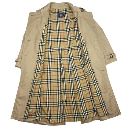 Vintage 90s Burberry Tan Brown Nova Check Double Breasted Belted Trench Coat