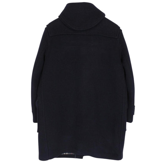 Vintage 90s Burberry Navy Blue Nova Check Wool Duffle Coat