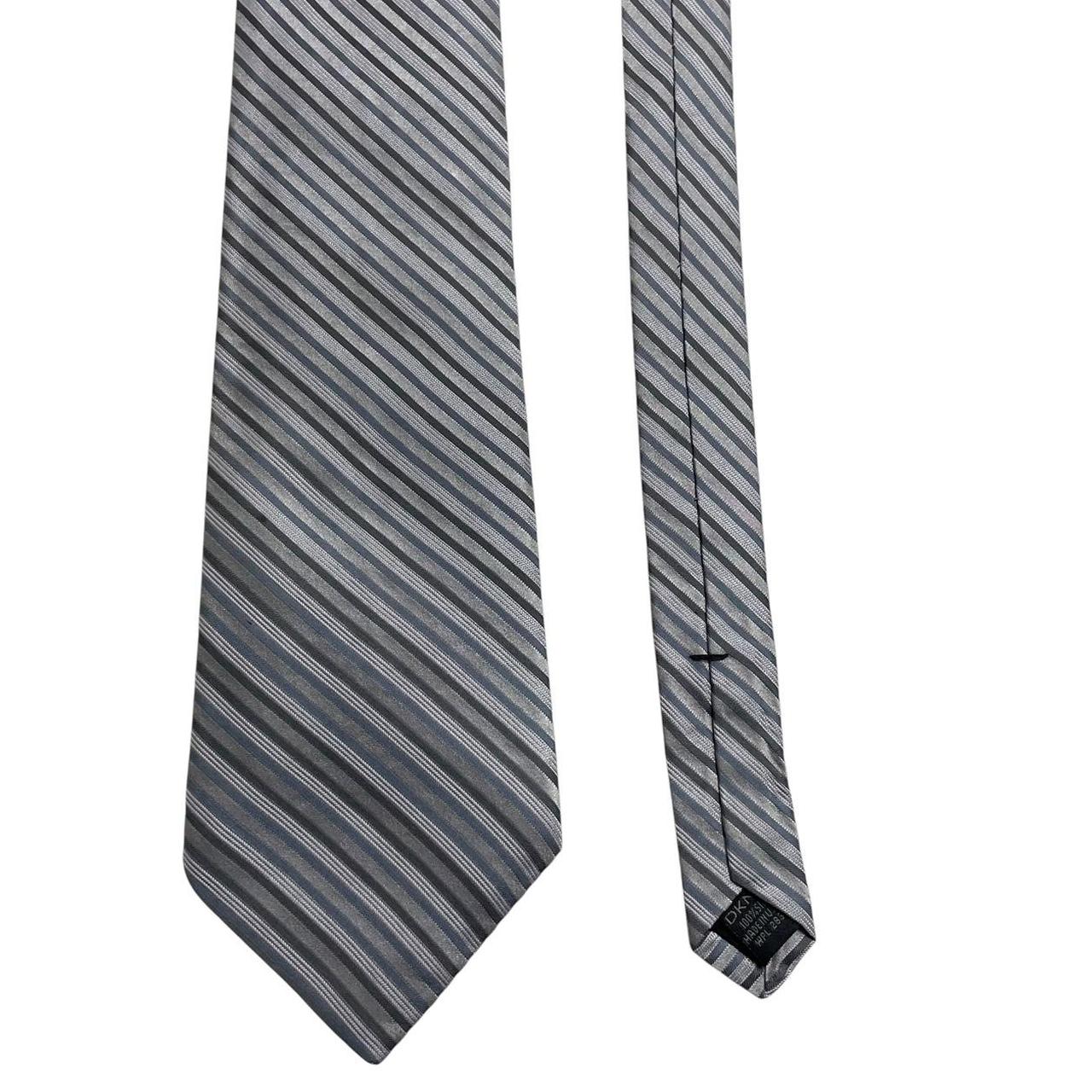Vintage DKNY Silver Striped Silk Tie