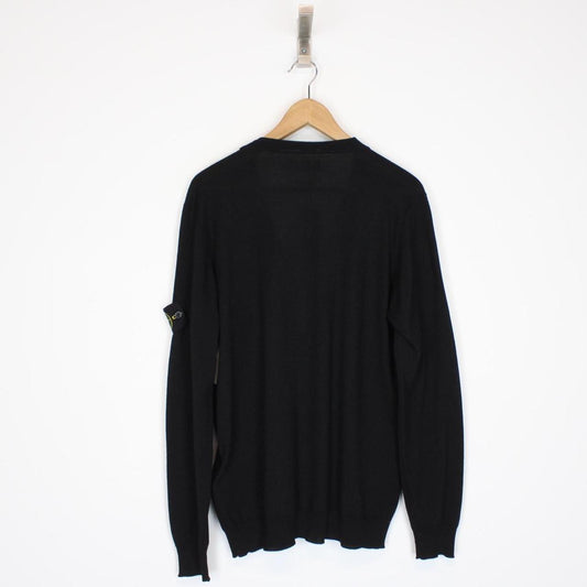 Stone Island AW 2022 Black Merino Wool Knit Button Up Cardigan