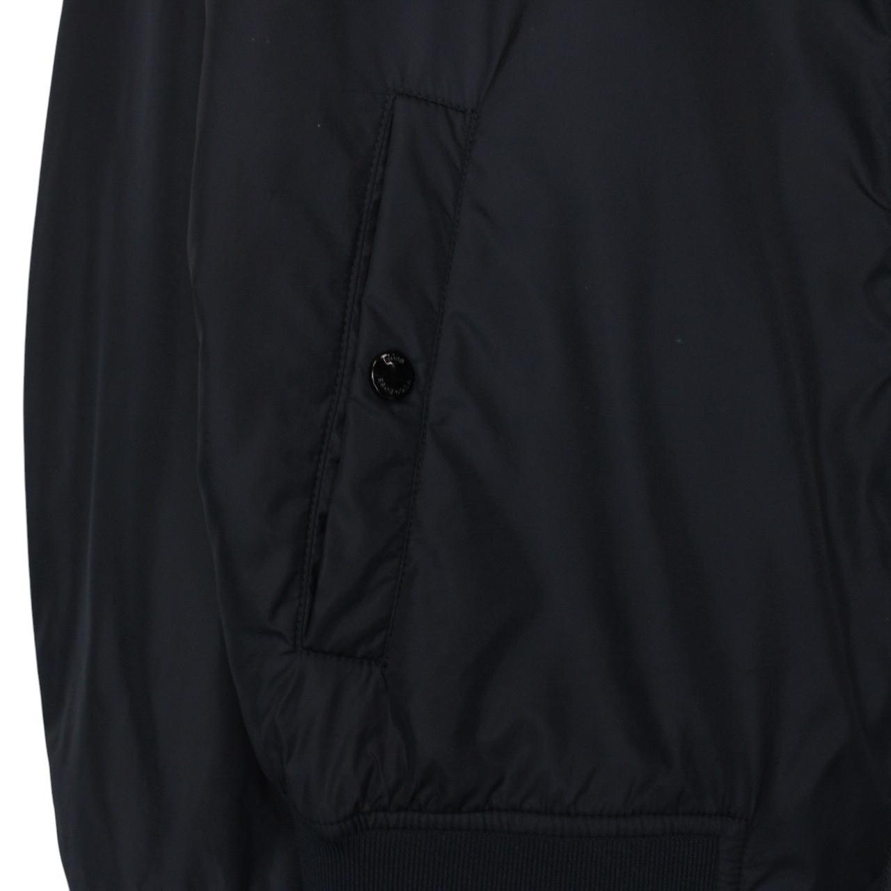 Hugo Boss navy blue bomber jacket full zip nylon with logo detail.