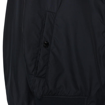 Hugo Boss navy blue bomber jacket full zip nylon with logo detail.