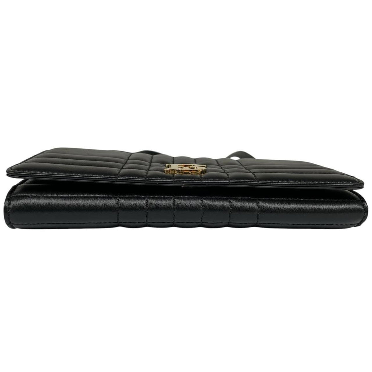 Burberry black and gold quilted leather small Lola shoulder bag with logo detail.