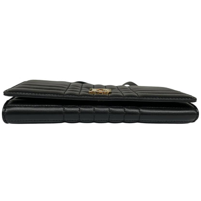 Burberry black and gold quilted leather small Lola shoulder bag with logo detail.