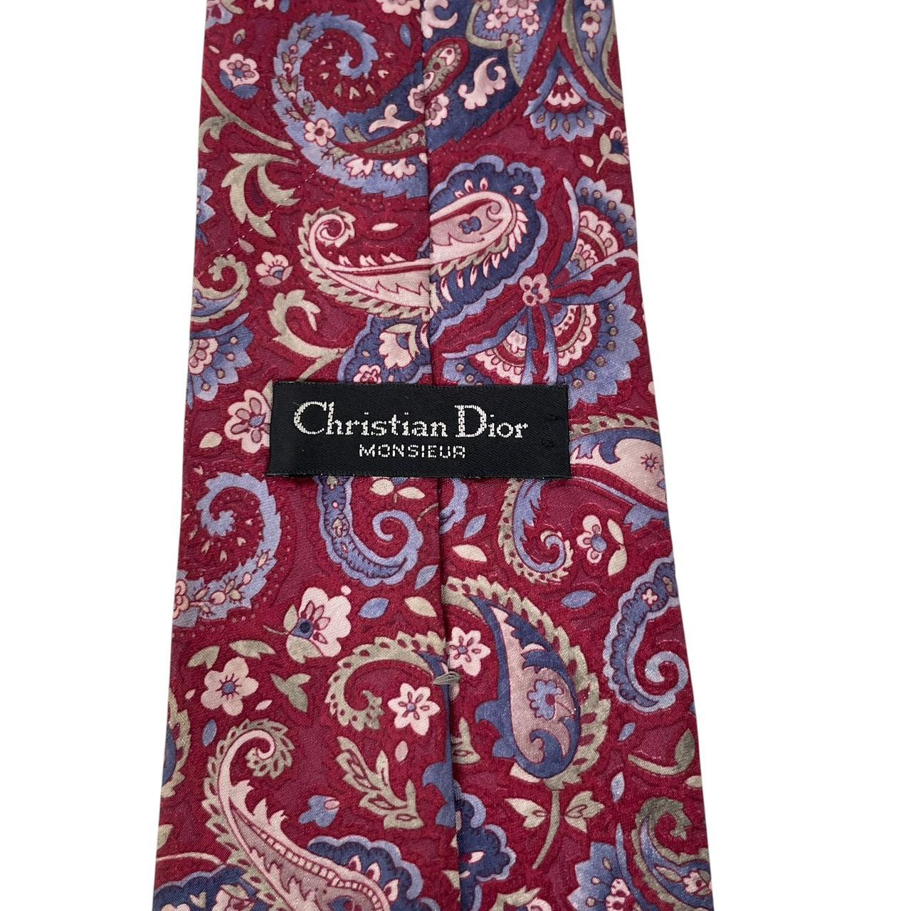 Vintage Christian Dior Multicoloured Paisley Print Silk Tie