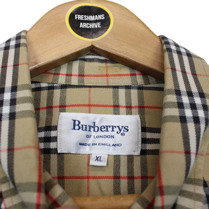 Vintage 90s Burberry Beige Nova Check Cotton Long Sleeve Shirt