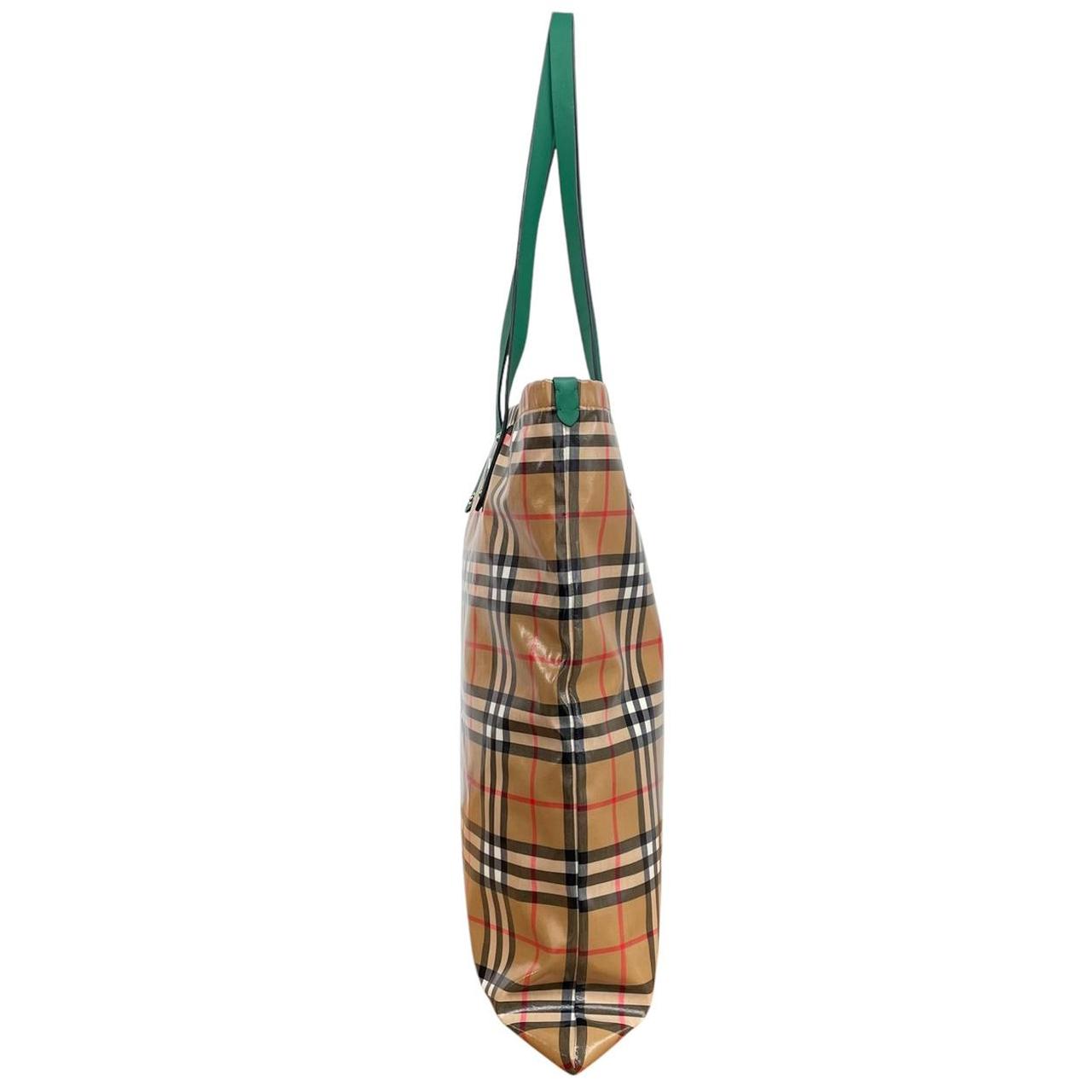 Burberry Tan Brown 20th Century Nova Check Coated Canvas Tote Bag