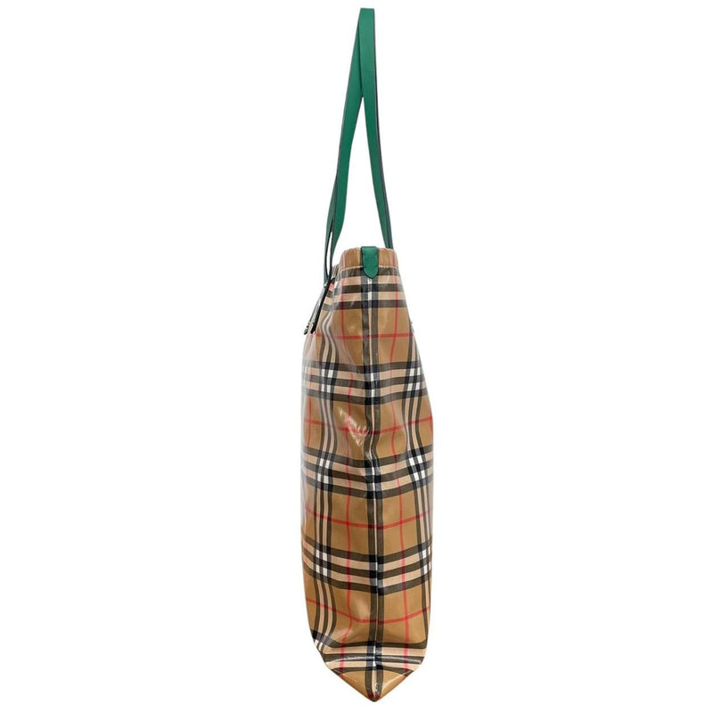Burberry Tan Brown 20th Century Nova Check Coated Canvas Tote Bag