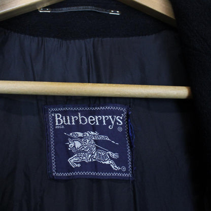Vintage 90s Burberry Navy Blue Wool Coat
