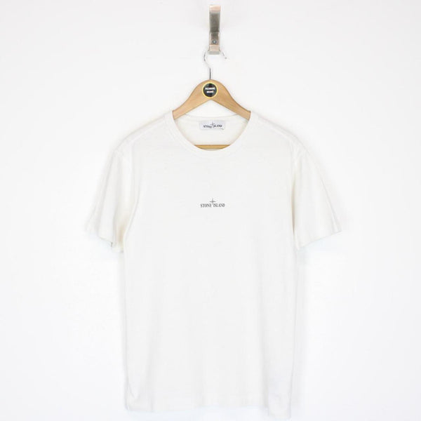 Stone Island AW 2019 White Short Sleeve Logo Print Cotton T-Shirt