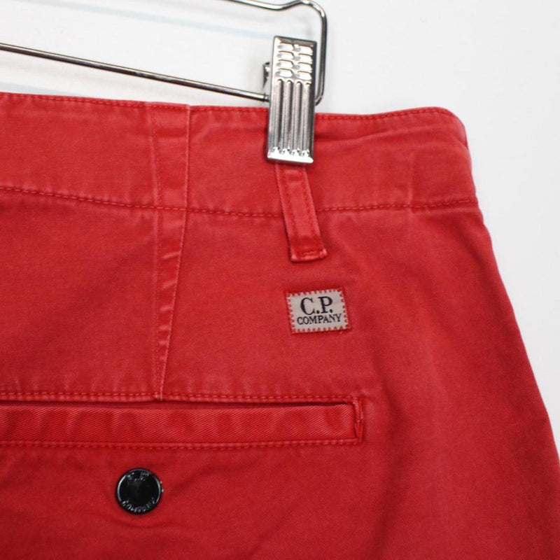 CP Company Red Cotton Lens Cargo Shorts