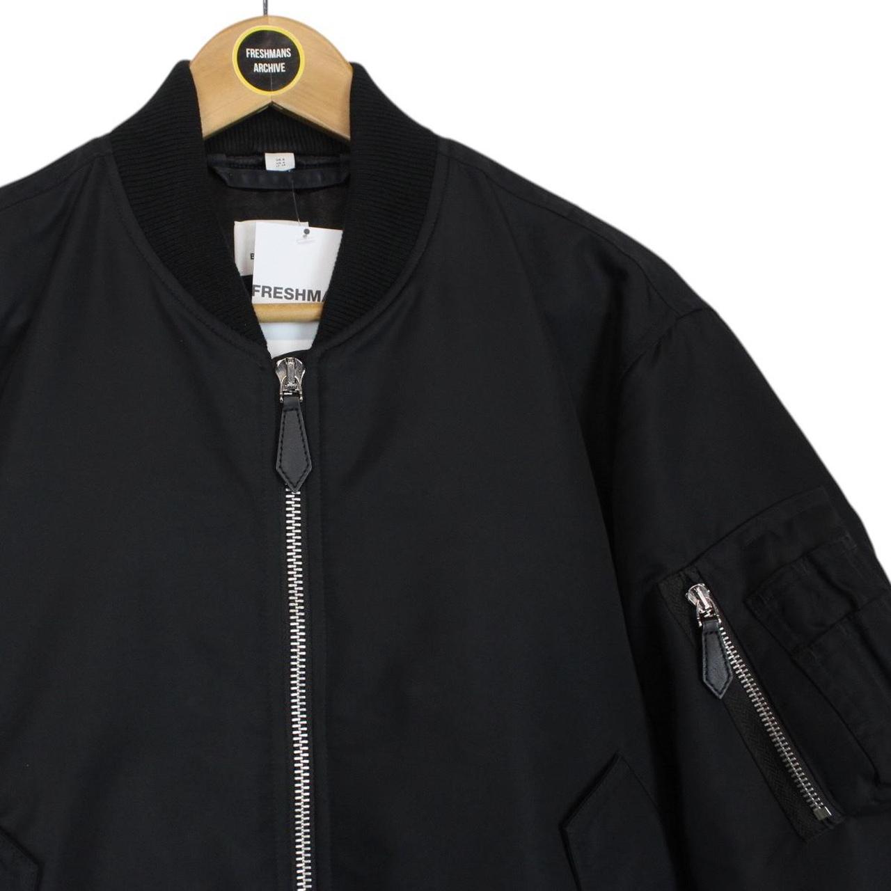 Burberry Black Logo Print Full Zip Nylon Bomber Jacket