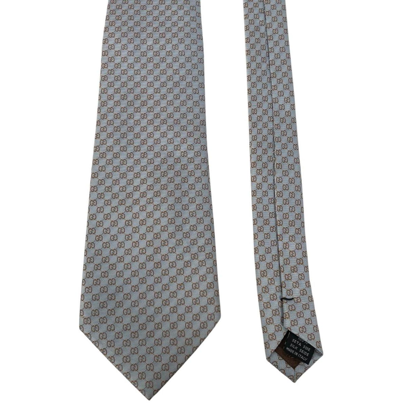 Gucci Light Blue GG Monogram Silk Tie