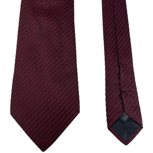Vintage Burberry London Red and Navy Blue Repeat Logo Silk Tie
