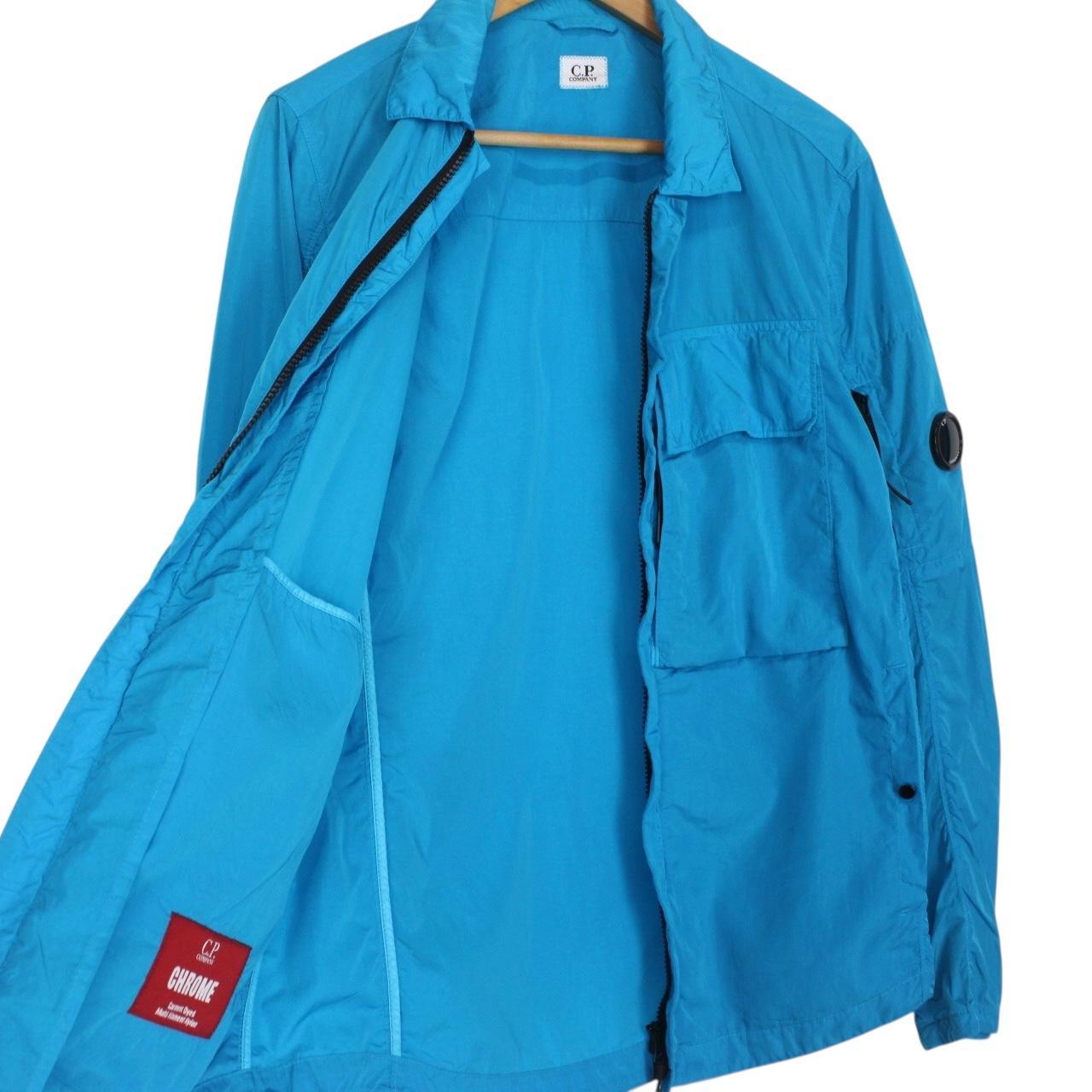 CP Company Blue Full Zip Chrome Nylon Garment Dyed Lens Jacket
