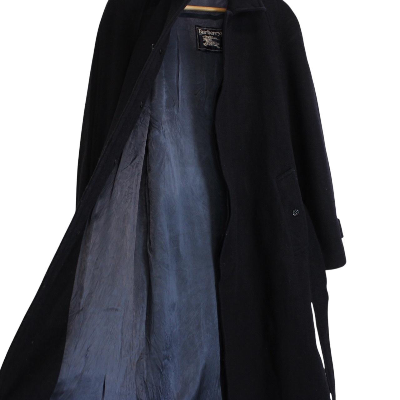 Vintage 90s Burberry Navy Blue Wool Belted Coat