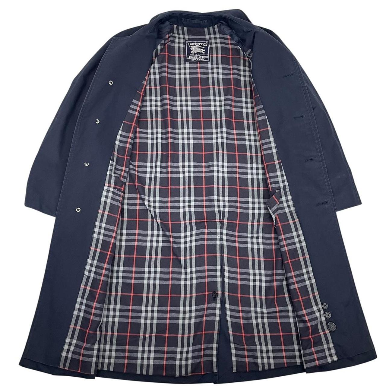 Vintage 90s Burberry Navy Blue Single Breasted Trench Coat