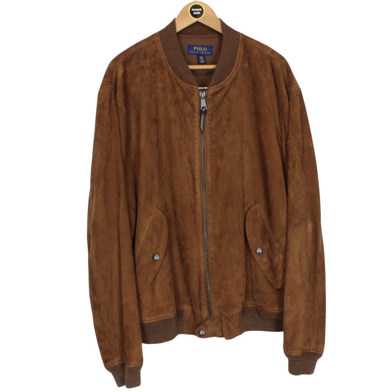 Polo Ralph Lauren Brown Goat Suede Leather Bomber Jacket
