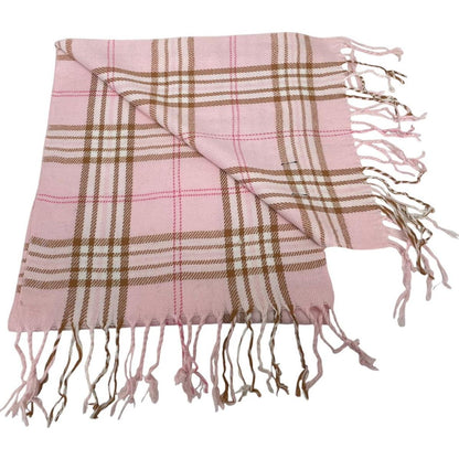 Vintage 90s Burberry Pink Nova Check Lambswool Scarf