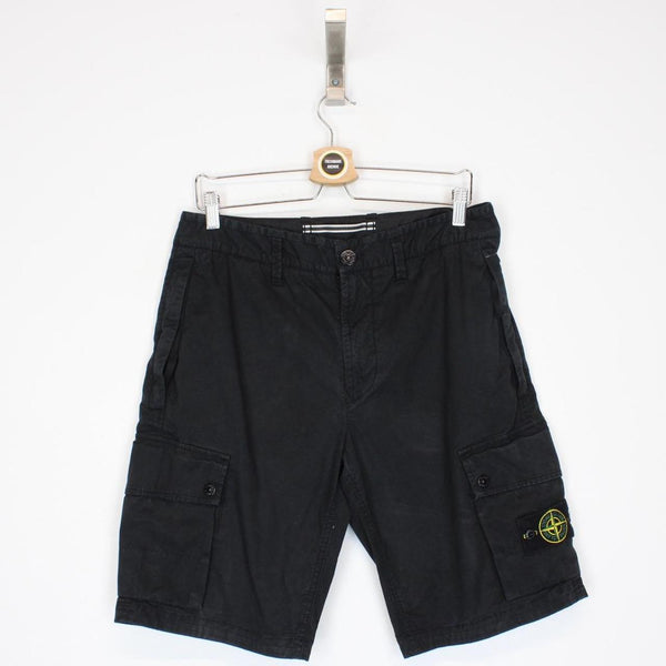 Stone Island 2022 Black Bermuda Cotton Cargo Shorts