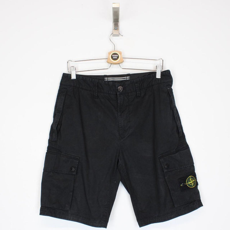 Stone Island 2022 Black Bermuda Cotton Cargo Shorts