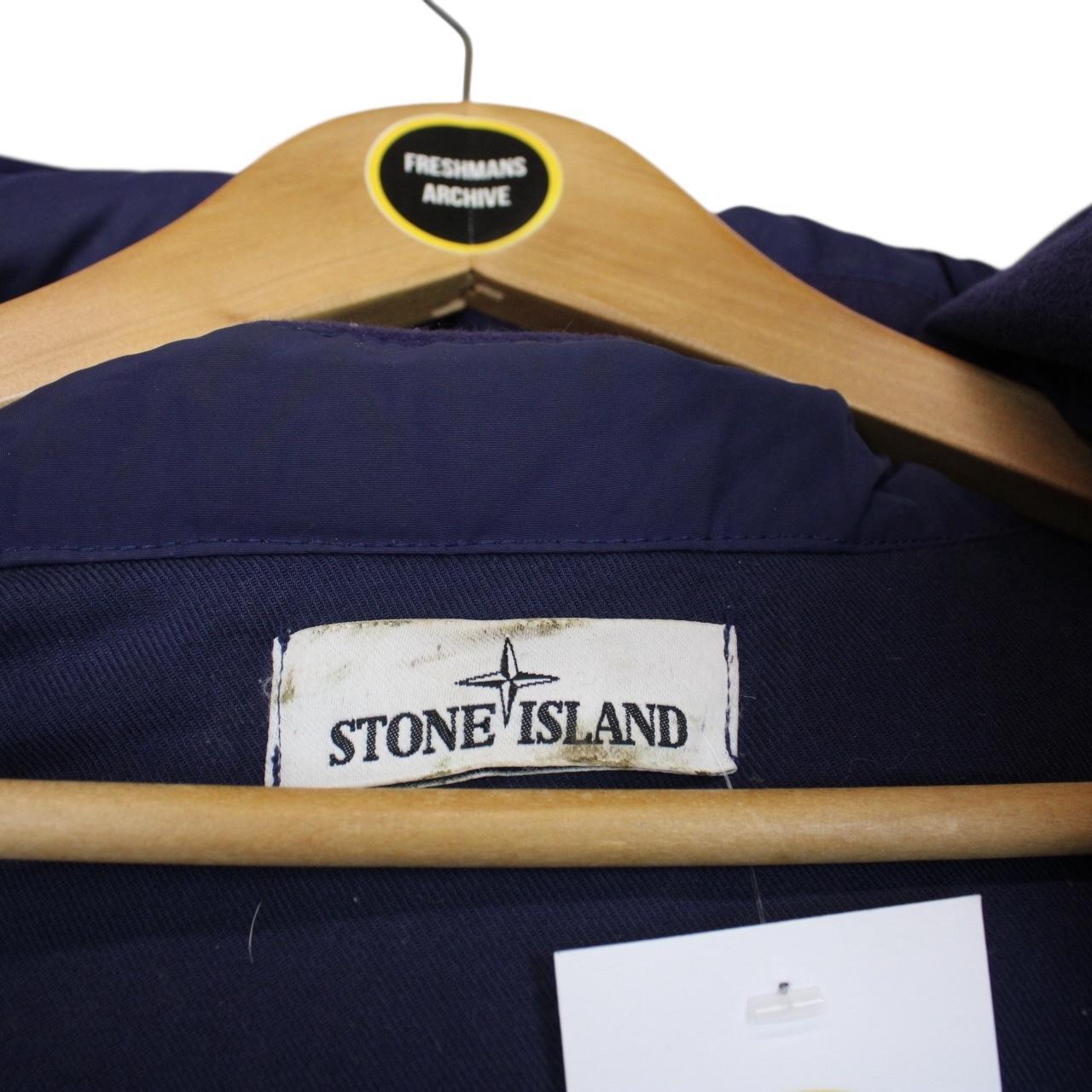 Stone Island AW 2015 Navy Blue Micro Reps Down Parka Coat with Fur Hood