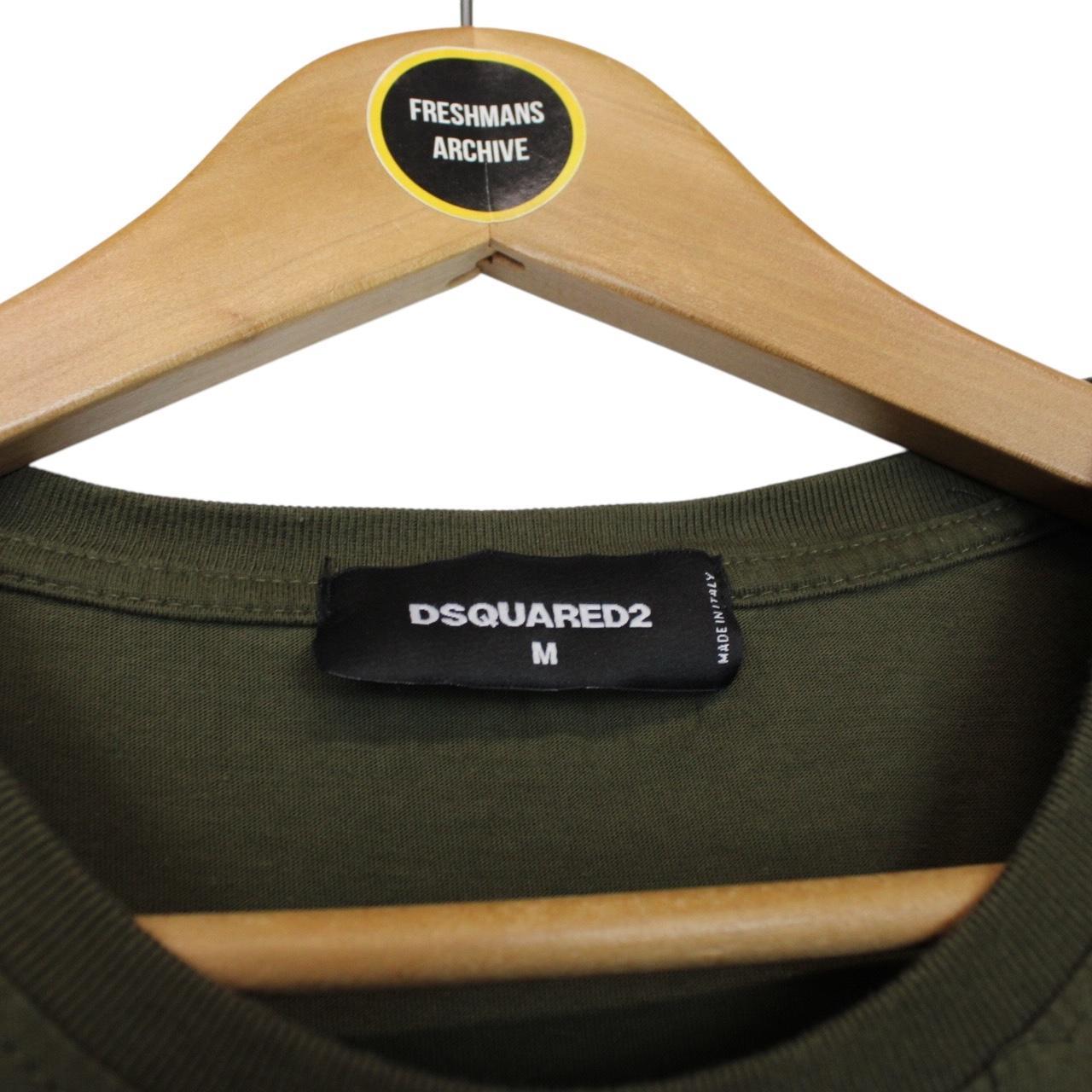 Dsquared2 Khaki Green Logo Print Short Sleeve Cotton T-Shirt