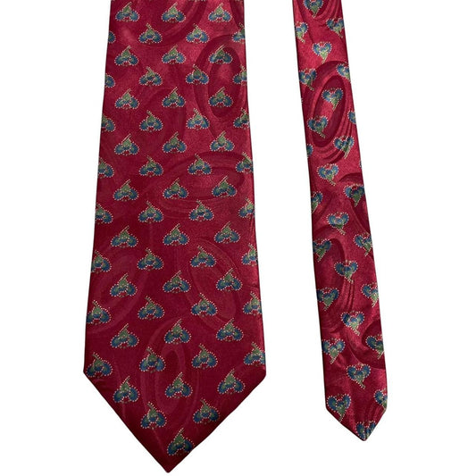 Christian Dior burgundy tie smooth polyester fabric with vintage design.