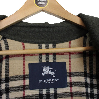 Vintage Burberry London Green Nova Check Lined Merino Wool Harrington Jacket