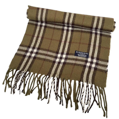 Vintage 90s Burberry Green Nova Check Lambswool Scarf