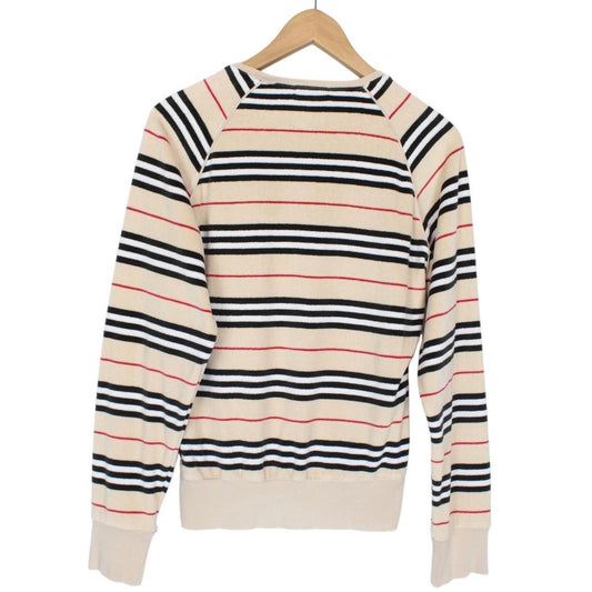 Burberry London Beige Nova Stripe Velour Cotton Jumper