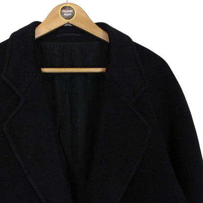 Vintage 90s Christian Dior Black Cashmere Wool Blend Double Breasted Coat
