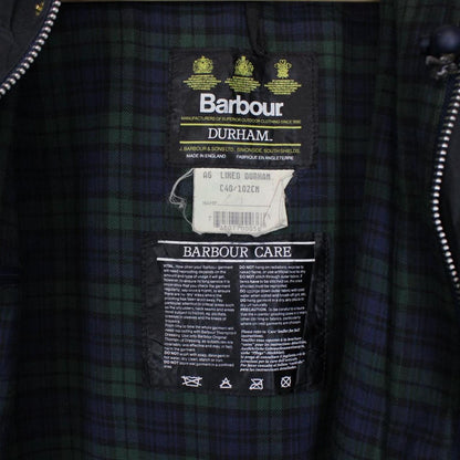 Vintage 90s Barbour Durham Black Wax Hooded Jacket