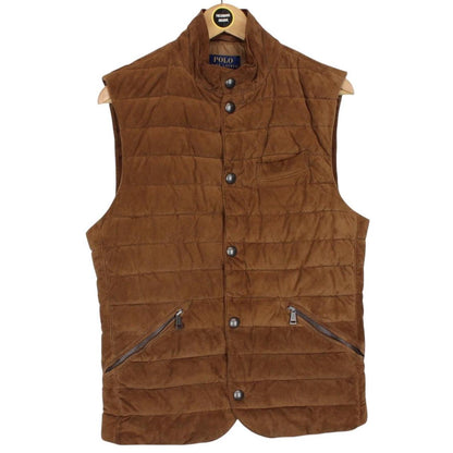 Polo Ralph Lauren Brown Goat Suede Leather Down Gilet / Bodywarmer
