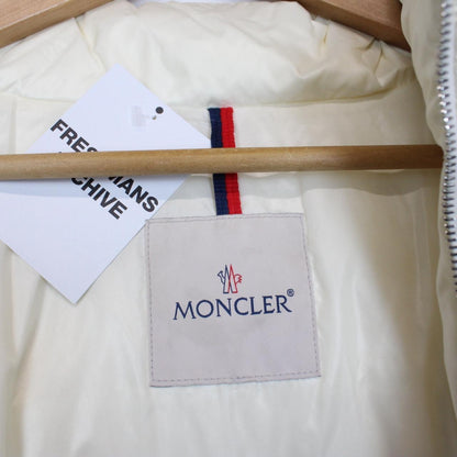 Moncler Friesian White and Black Logo Print Down Jacket