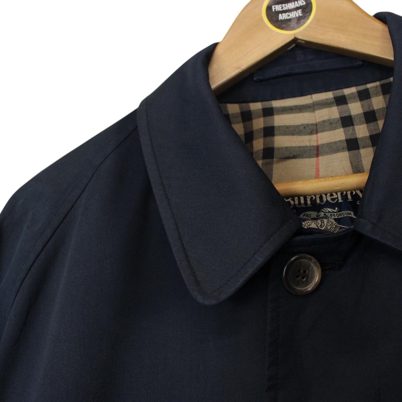 Vintage 80s Burberry Navy Blue Single Breasted Trench Coat