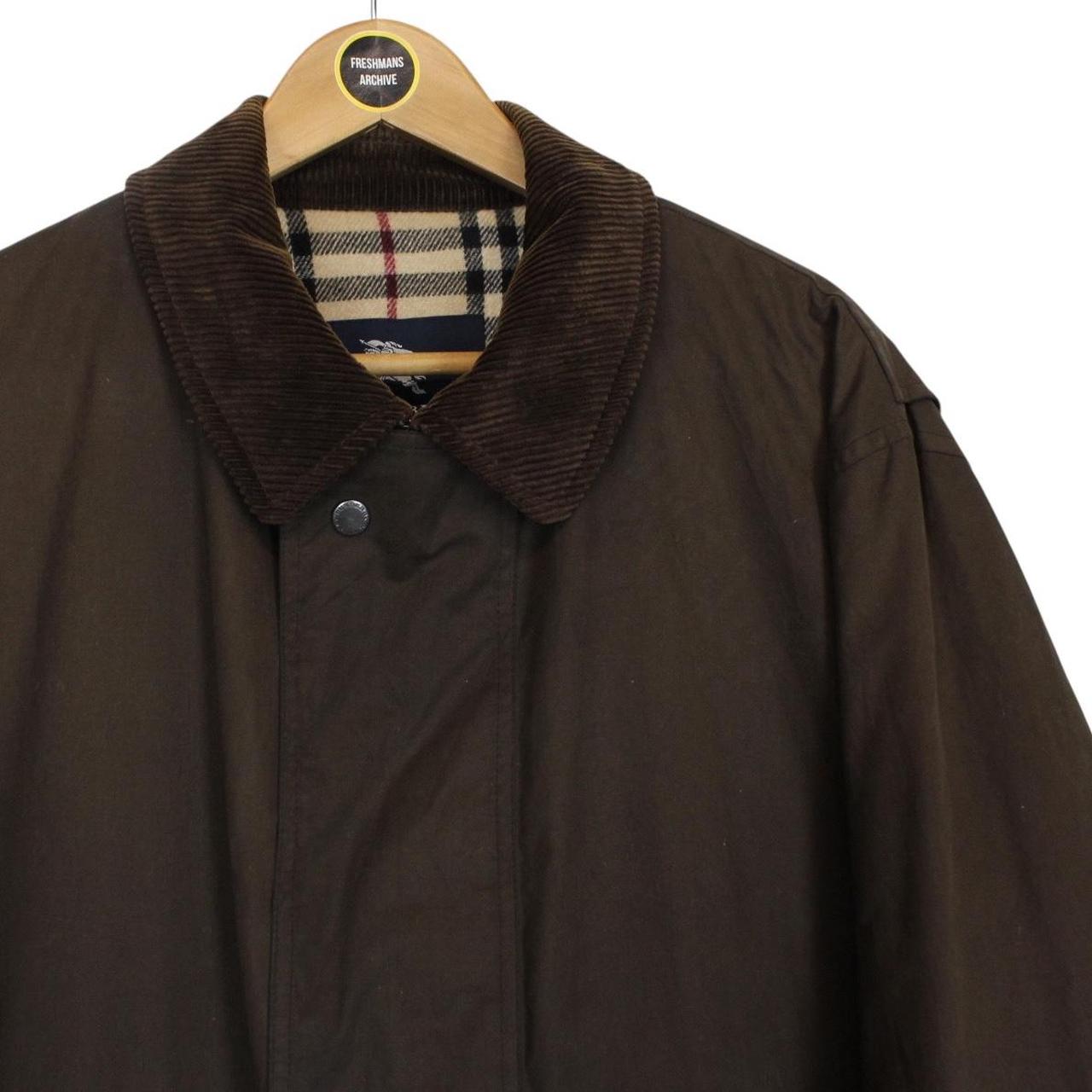 Vintage Burberry London Brown Coated Cotton Wool Nova Check Lined Jacket