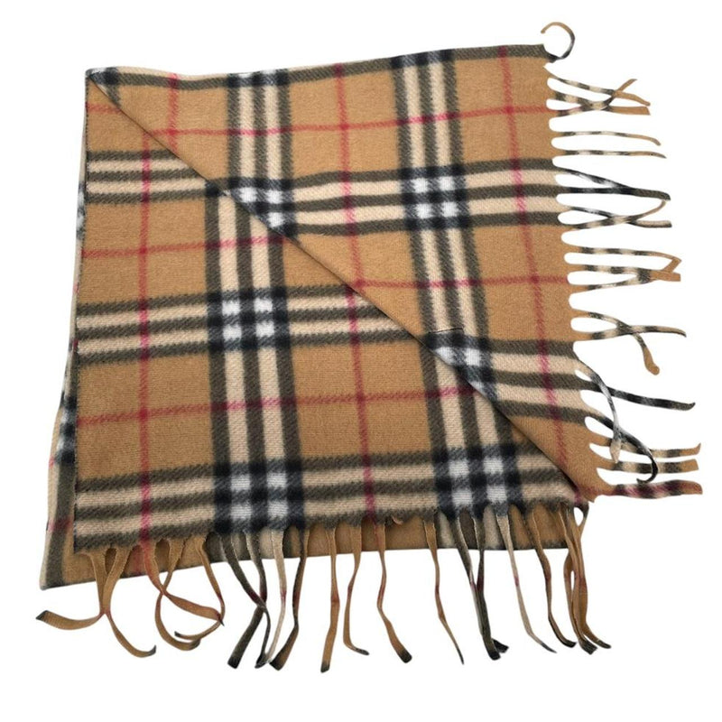 Vintage 90s Burberry Beige Nova Check Lambswool Scarf