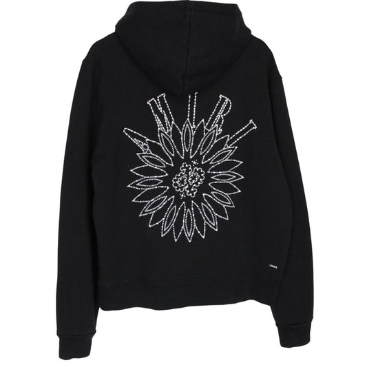 AMIRI black hoodie with rhinestone embellishments and crystal stick poke details.