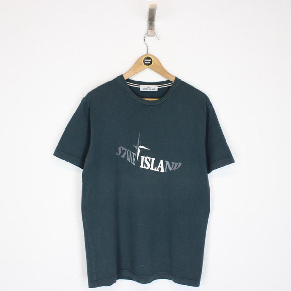 Stone Island Petrol Green Short Sleeve Logo Print Cotton T-Shirt