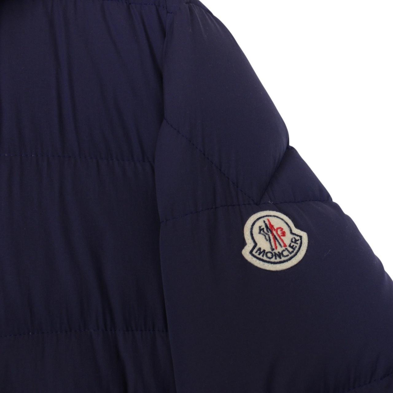 Moncler Tanguy Navy Blue and Red Full Zip Hooded Down Jacket