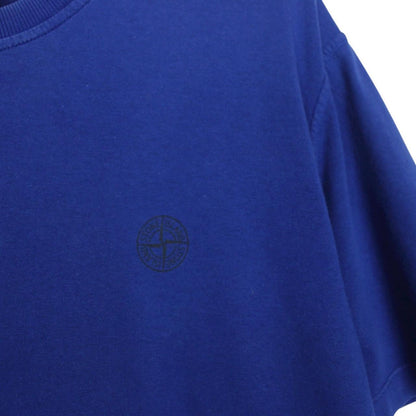 Stone Island Blue Short Sleeve Cotton Logo Print T-Shirt