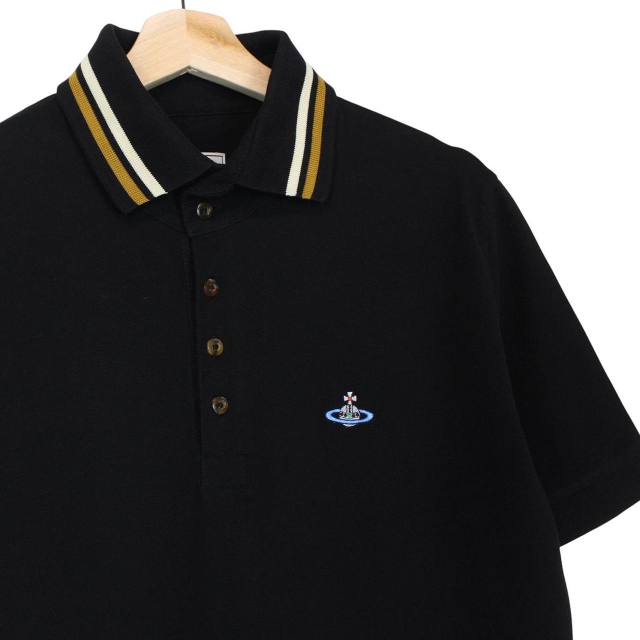 Vivienne Westwood Black Striped Collar Short Sleeve Orb Polo Shirt