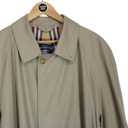 Vintage 90s Burberry Tan Brown Belted Single Breasted Nova Check Trench Coat